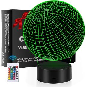 Basketball Gift Funny 3D Illusion Lamp with Remote & Touch Control 16 Color Changing Decorative Light for Bedroom, Sport Fan