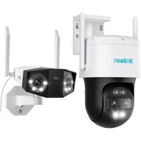 REOLINK 2.4/5GHz Wi-Fi 6 Cameras, 180 Degrees Ultra-Wide Angle Duo 2 WiFi Bundle with PTZ Trackmix WiFi, Outdoor Security, Color Night Vision
