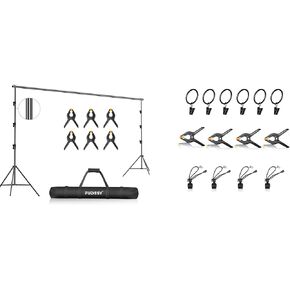 FUDESY 10x12ft Photo Video Studio Heavy Duty Photo Backdrop Stand with 14 Packs Backdrop Clips Clamps