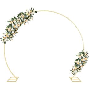 7.7FT Round Backdrop Stand Metal Circle Balloon Arch Frame, Backdrop Stand Arch, Wedding Arches for Ceremony Birthday Party Bridal Graduation Decoration Baby Shower (Gold)