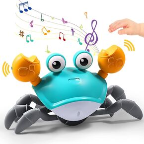 Crawling Crab Baby Toy Gifts, Infant Tummy Time Toys Crawling Toys with LED Light Up USB Rechargeable Dancing Toys for Toddler with Music for 0-6 6-12 3+ Year Old Boys Girls Toddler, Green