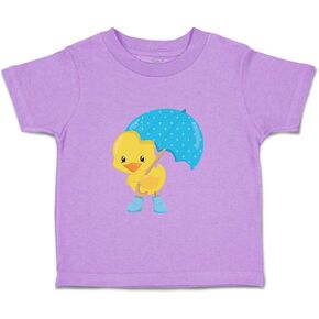 Toddler T-Shirt Birds Duck Umbrella Hunting Cotton Duck Boots Boy & Girl Clothes Blue Umbrella Baby Funny Tee Lavender Design Only 3T