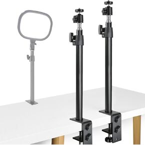 2 Set Desktop Light Stand with 1/4" Screw 360° Ball Head Table Mount Desk C-Clamp Mount Stand for DSLR Camera/Ring Light/Video Light/Webcam