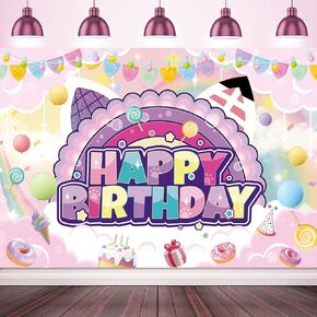 Party Decorations Backdrop 5x3Ft Cute Cat Theme Happy Birthday Party Banner Backdrop for Photography Pink Style Birthday Wall Background