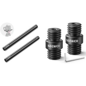 NEEWER 15mm Rod (8"/20cm Long, 2 Pack), Aluminum Alloy Extendable 15mm Extension Rods for 15mm LWS Rod Rail System Shoulder Rig, 15mm Rod Connector 2 Pack Included
