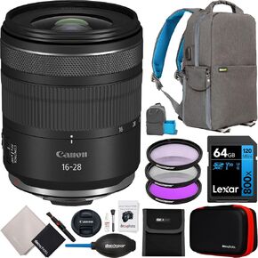 Canon RF 16-28mm F2.8 is STM Lens for RF-Mount Full Frame Mirrorless Cameras Wide-Angle Zoom 6906C002 Bundle with Deco Gear Photography Backpack + Filter Kit + 64GB Card and Accessories