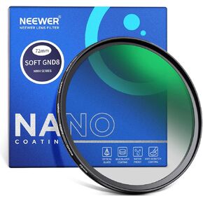 NEEWER 62mm HD Soft Gradient ND Lens Filter, GND8 3 Stop (0.9) Graduated Neutral Density Filter, 31 Layer Nano Coated/Water Repellent/Scratch Resistant/Anti Reflectivity for Balanced Light Proportion