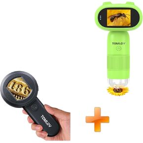 TOMLOV P30 Microscope for Kids, Portable 1000X Slides Digital Microscope with 2" Screen, HD 16MP Camera & 1080P Video+BP10