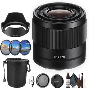 Sony FE 28mm f/2 Lens + Filter Kit + Lens Pouch + Cap Holder + More