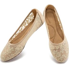Ballet Flats for Women Shoes: Black 8 Comfortable Breathable Lace Dressy Flats - Ladies Wedding Flat Casual Work Shoes