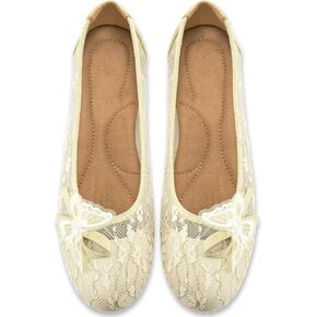 أحذية Aomigoct Ballet Flats Forms للنساء: Black 8 Dress Fress Flats Lace Womens Flats - حذاء زفاف ناعم غير رسمي