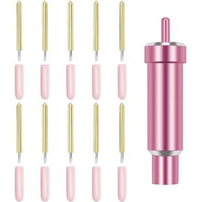 10 PCS Premium Fine Point Blade, Deep Cut Housing and Blades, Suitable for Cricut Maker 3/Maker/Explore 3/Explore Air 2/Air, Used for Cutting Adhesive Fabrics Such as Silk, Cotton, Denim, Etc (Pink)