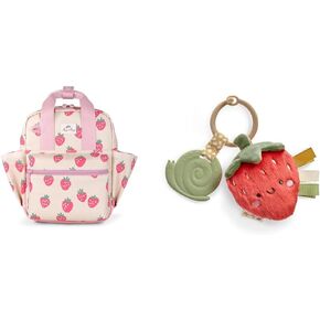 Itzy Ritzy Toddler Backpack with Adjustable Straps, 2 Side Pockets & Spacious Interior plus Itzy Pal Infant Toy & Teether with Lovey, Crinkle Sound & Silicone Teether