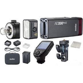 Godox AD200 Pro II Strobe Light with Godox XPro-S Trigger for Sony Cameras, Optimized Flash Heads, Bicolor LED Modelling Led, Color Group Indicator, Adjustable from 1/512 to Full Power (1/1) with 0.1