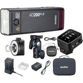 Godox AD200 Pro II Pocket Flash Monolight, with Godox X3-C TTL Touchscreen Flash Trigger for Canon Camera, Bi-Color LED Modelling Led, Adjustable from 1/512 to Full Power (1/1) with 0.1 Increment