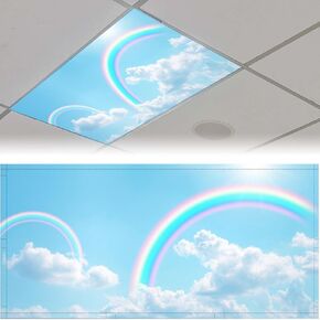 2PCS Fluorescent Light Covers for Classroom Ceiling, Magnetic Covers, Filters for School Home Office Drop Ceiling Lamp, Palm Pattern Decor