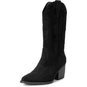 Alpine Swiss Sadie Womens Cowboy Boots Western Cowgirl Boots Mid Calf Chunky Block High Heel Booties