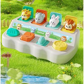 Interactive Animal Baby Toys, Cause and Effect Toys, Early Learning Color Sorting Toys, Developmental Press Activity Toys for Infants, Toddlers, Boys and Girls Switch Toys