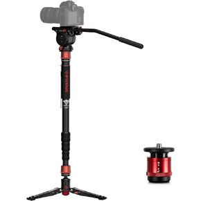 IFOOTAGE 71" Monopod Kit,Travel Monopod with Video Head, Portable Aluminum Monopod Set, Compatible with Sony Canon Nikon DSLR Cameras and Quick Release System