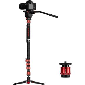 IFOOTAGE 71" Monopod Kit,Carbon Fiber Monopod with Fluid Head, Portable Travel Camera Monopod with feet Max Load 17.64 lbs,Cobra 3 C180F & Komodo K5 and Quick Release System