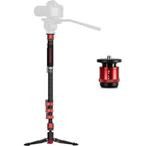 IFOOTAGE 71" Professional Monopod&Quick Release System,Carbon Fiber Monopod for DSLR Cameras, Portable Travel Camera Monopod with feet Max Load 17.64 lbs,Cobra 3 C180F with CB3-QRM01