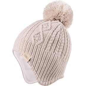 Baby Beanie Hat, Winter Warm Knit Cap with Pom Pom for Girls, Toddler Winter Hat（0-36months） 3pcs