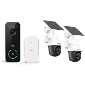 AOSU 3K/5MP Solar Security Cameras Outdoor Wireless 2.4/5 GHz WiFi Video Doorbell with Homebase