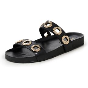 Larroude Women's Milan Slides, Black, 5 Medium US