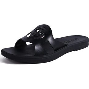 Oncai Women's Sandals Fashion Fashion Square Open Stee Slide Syny Sandals for Woman Soft Cushion Vegan Flass Slip Slip on Disual Walking Outdoor Rubber Sole （US Size 6-11）