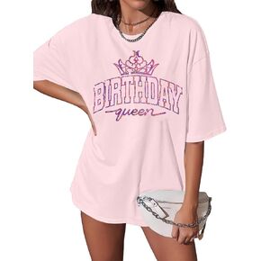 قميص ASTANFY كبير الحجم لعيد ميلادي: هدايا عيد ميلاد للنساء، قمصان للحفلات، قميص لامع بأكمام قصيرة in Kuwait