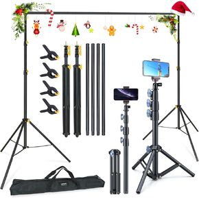 LINCO Backdrop Stand for Parties 10x6.5ft Adjustable Photography Studio Photo Background Support with Carrying Bag for Green Screen Muslin with Cell Phone Tripod