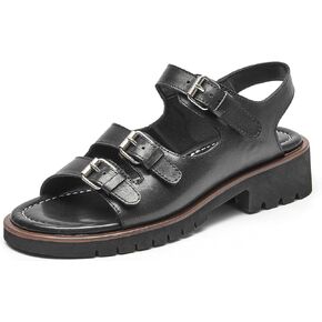 BEAU TODAY Platform Sandals for Women,Adjustable Double Straps Chunky Sandals,Open Toe Lightweight Leather Dressy Sandals in Summer for Vacation Walking