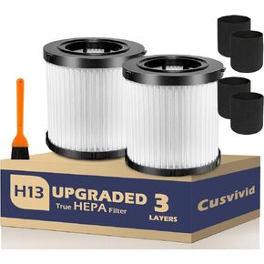 Upgraded 2 Pack DCV5801H Hepa Filter for DEWALT Vacuum Filter, Compatible with DCV580H DCV581H DCV5801H DEWALT Shop Vac Filters, Wet/Dry Vacuum 20 V, 4 Foam Sleeve Filters+1 Brush
