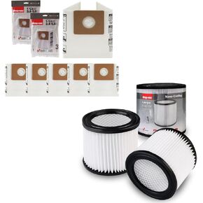 Shop-Vac 8pc Filter Set, 6-Pack 90667 1.5-Gallon Collection Bags+2 Pack High Performance 90398 Cartridge Filters