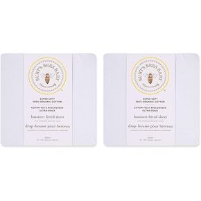 Burt's Bees Baby Bassinet Sheet, Fitted Unisex 100% Organic Jersey Cotton Bassinet Sheet for Standard Bassinet Mattress (Pack of 2)