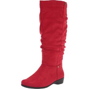 AmeriMark Women's Faux-Suede Adina Wide-Calf Boots - Comfortable, Stylish, Durable, Side Zipper, Excellent Traction
