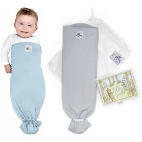 The Ollie Swaddle Bundle (sky+stone) - Helps to Reduce The Moro (Startle) Reflex - Made from a Custom Designed Moisture-Wicking Material