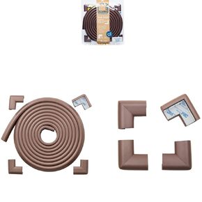15ft Edge 20 Corners - Bundle & Save - RovingCove HeftyFit Corner Guards (16 Corners, Coffee Brown) + RovingCove HeftyFit Edge Corner Guards (15ft Edge 4 Corners, Coffee Brown)