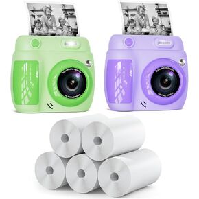 Kids Camera Instant Print, Christmas Birthday Gifts Toys for 3-10 Year Old Boys Girls, 1080P Video 20MP Toddler Digital Camera with 3 Rolls Paper & 32GB Card