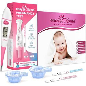Easy@Home Pregnancy Test Sticks + Easy@Home Ovulation Test Kit: 50 Ovulation Strips & 20 Early Pregnancy Tests & One Basal Body Thermometer & 70 Urine Cups