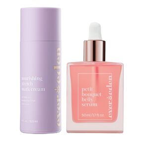 Evereden Postpartum Glow Duo - Petit Bouquet Belly Oil & Nourishing Stretch Mark Cream - Dermatologist-Developed Clean & Vegan Maternity Skincare Postpartum Gifts for New Mom - Stretch Mark Reduction