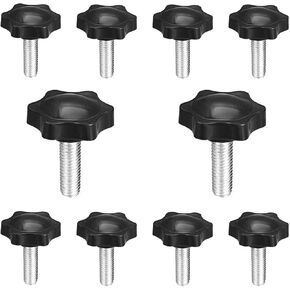 10 Pcs Plastic Hex Clamping Hand Knob Gripandles Screw Knobs Quick Removal Handgrips Star Knob Male Thread（M8-1.25x50mm）