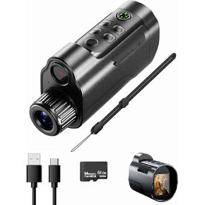 Night Vision Monocular, 2624FT-10X Digital Zoom, 2'' HD Screen Infrared Binoculars with Compass 64GB TF Card for Photos and Videos, Perfect for Adults Outdoor Camping and Wildlife Observation