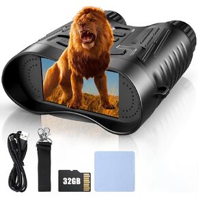 Night Vision Goggles - 4000mAH Rechargeable Battery 3.2, 1315FT 4K Infrared Binoculars, 8X Digital Zoom, Screen with 32GB TF Card