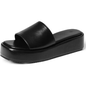 Chunky Platform Sandals Women Comfy Padded Wedge Sandals Square Open Toe Soft Mules Platform Slides for Women Summer Casual Flatform Shoes