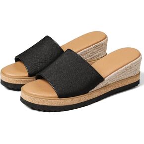 mikarka Slip On Wedge Sandals for Women, Open Toe Resort Platform Sandals Comfortable Beach Sandals Slide Espadrilles Wedges Dressy Summer Sandals Mules
