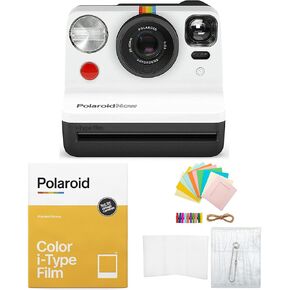 Polaroid Originals Now i-Type Instant Film Camera (Black and White) Bundle with Color Instant Film for i-Type Cameras and Reusable Vintage Accessory Bundle (3 Items)