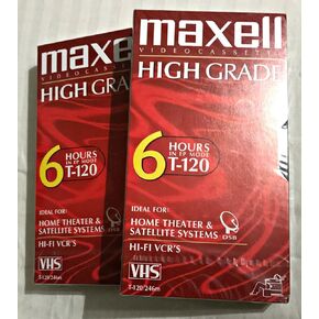 Maxell Premium High-Grade VHS Videocassette 120 Minutes, Set of 2
