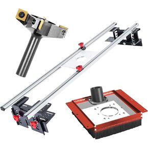 SpeTool Router Sled for Flattening Slabs with Dust Collection Shroud and 4 Wings CNC Spoilboard Surfacing Router Bit
