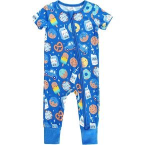 Baby Boys Romper-Viscose Made from Bamboo, Baby Girl Short Sleeve Jumpsuit Infant Clothes 2-Way Zipper Rompers